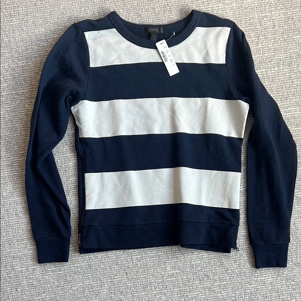 J. Crew Navy and Cream Striped Sweater